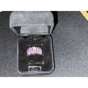 925 Silver Thailand Amethyst 27 Stones Dark Purple Ring Size 8